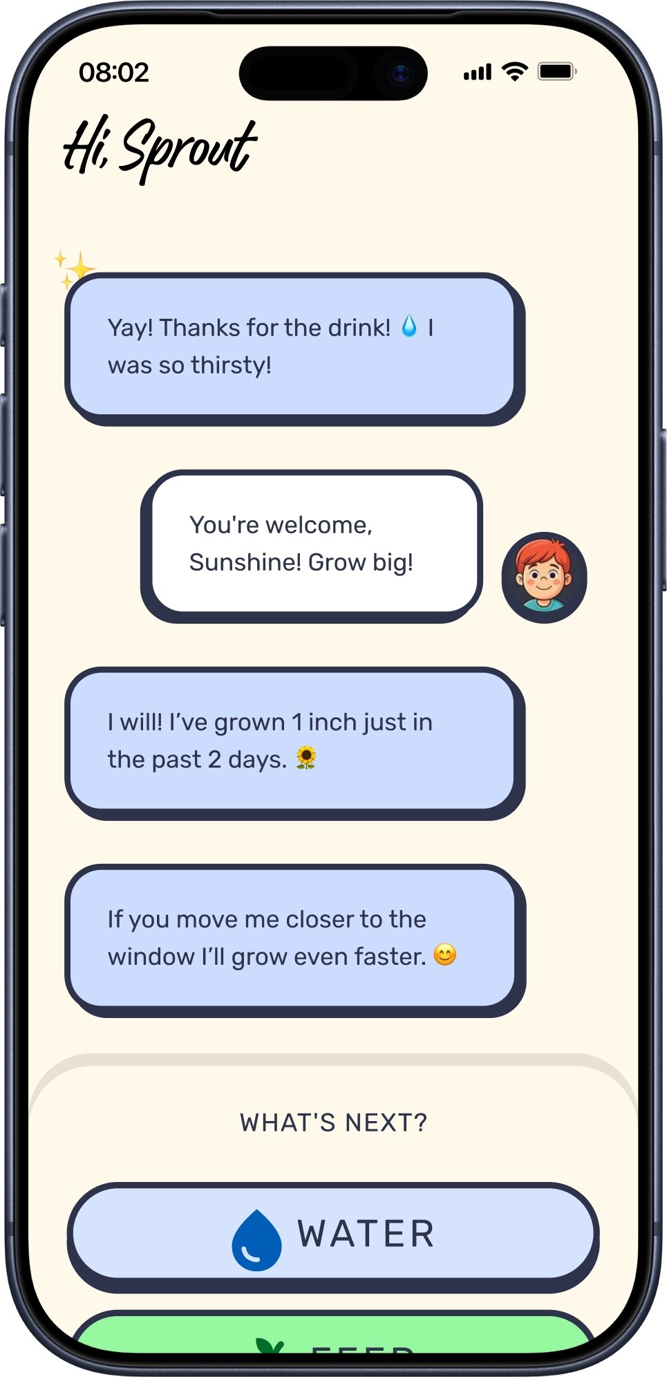 Hi Sprout app chat screen