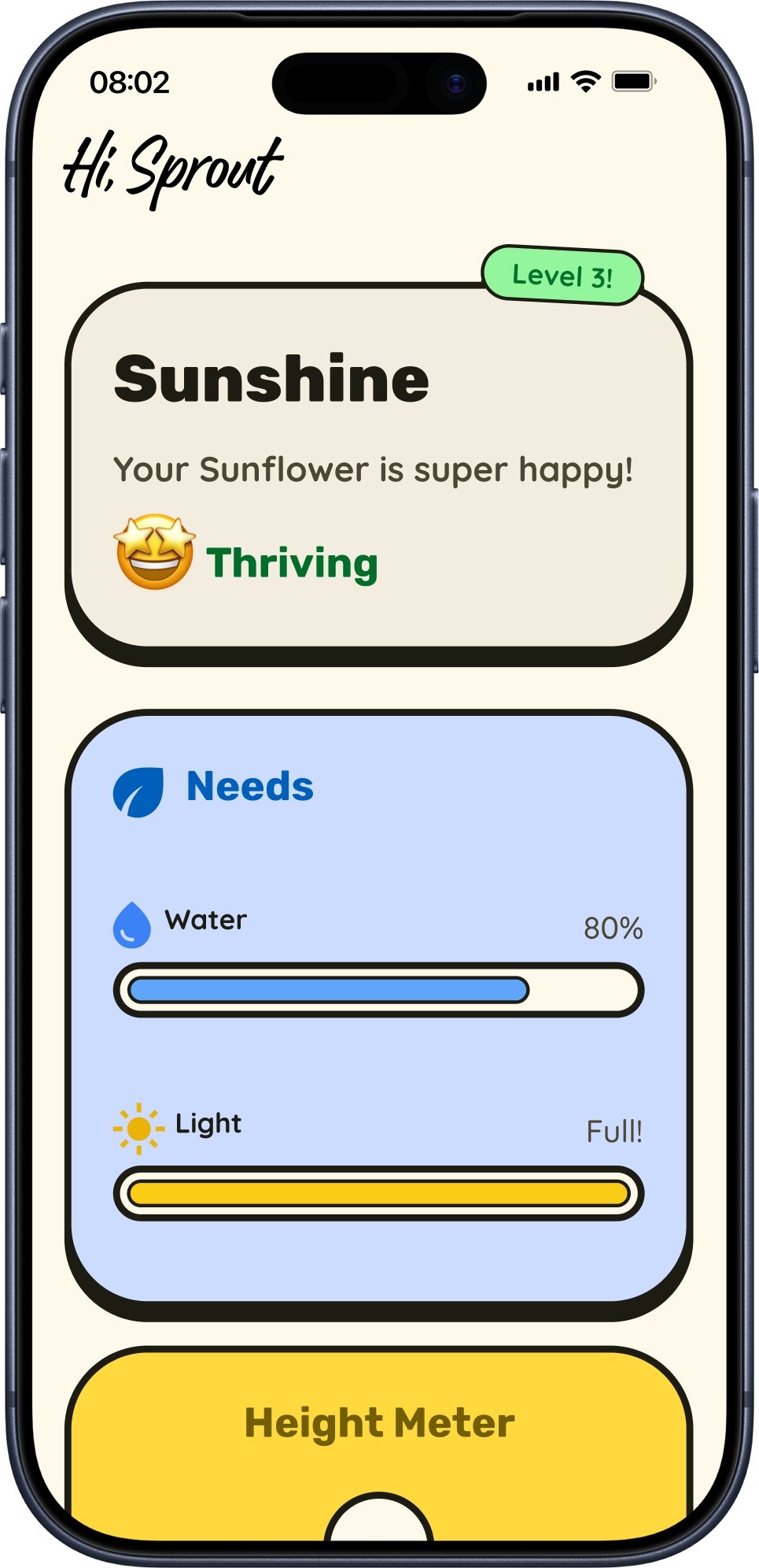 Hi Sprout app profile screen